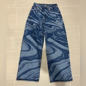 High rise baggy jeans marble print 24